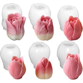 6 Pcs 3D Tulip Silicone Candle Mold Tulip Flower Silicone Chocolate Candy Fondant Mold for DIY Craft Projects in Kuwait