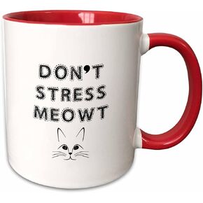 3dRose Don't Stress Meowt Mug, 11 oz, Red in Saudi Arabia