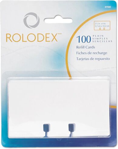 Rolodex - (67558) عبوات بطاقات الملفات الدوارة، غير مسطرة، (2-1/4 × 4 بوصة)، (أبيض) (4 عبوات من 100) in Kuwait