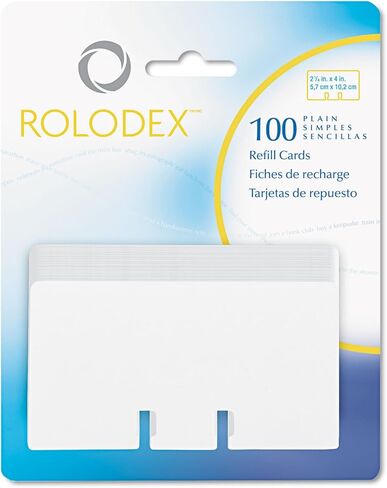 Rolodex - (67558) عبوات بطاقات الملفات الدوارة، غير مسطرة، (2-1/4 × 4 بوصة)، (أبيض) (4 عبوات من 100) in Kuwait