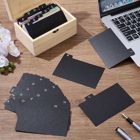 فواصل حامل بطاقات الفهرسة السوداء مقاس 8.6 × 12.4/3 × 5 بوصة من PLIGREAT، وبطاقات ملاحظات الأعمال مع علامات تبويب أبجدية، وملف وأدلة الوصفات، و30 فواصل بطاقات تجارية، ودليل A-Z، وملحقات المكتب المنزلي in Kuwait
