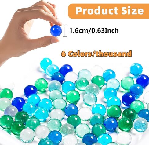 1000 PCS Glass Marbles Bulk, 0.63 Inch Cat Eye Colored Marbles, Mixed Colors 16mm, Decorative Marbles for Vase Fillers, Marble Games, Aquarium, Chinese Checkers, Kids Toys in Kuwait