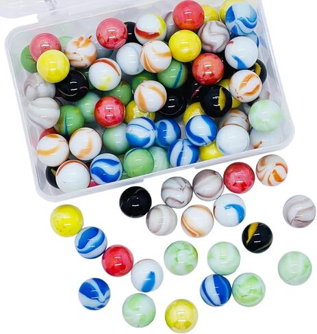 مجموعة 100 قطعة من الرخام الزجاجي الملون من SAIBURAZ لألعاب الرخام، مجموعة من الرخام للأطفال بعمر 6 سنوات فما فوق، ألعاب رخامية للأولاد والبنات والأطفال، ألعاب مفضلة للحفلات، ديكور منزلي بنفسك (0.63 بوصة، 10 ألوان) in Kuwait