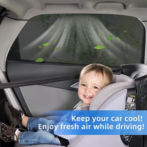 2026 New Upgrade Car Window Shades, 2 Pack Side Car Window Sun Shades for Camping, UV Protection Breathable Mesh Baby Window Covers, Window Screen for Car, Truck, SUV, Protect Privacy for Kids, Family in Saudi Arabia