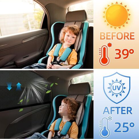 2026 New Upgrade Car Window Shades, 2 Pack Side Car Window Sun Shades for Camping, UV Protection Breathable Mesh Baby Window Covers, Window Screen for Car, Truck, SUV, Protect Privacy for Kids, Family in Saudi Arabia