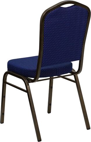 كرسي BizChair Crown Back للولائم، قماش بنمط أزرق داكن/إطار عروق ذهبي in Kuwait
