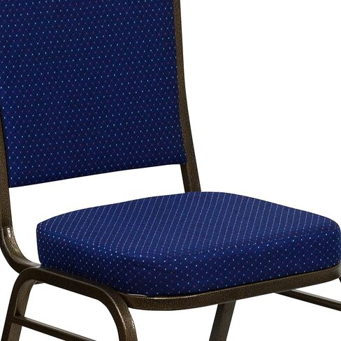 كرسي BizChair Crown Back للولائم، قماش بنمط أزرق داكن/إطار عروق ذهبي in Kuwait