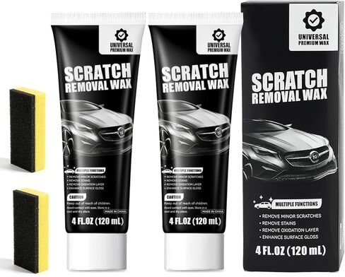 2Pcs Car Scratch Remover Wax, Universal Premium Polishing Compound for Deep Scratches, with two Sponge, Scratch Removal Wax(120 ML) in Kuwait