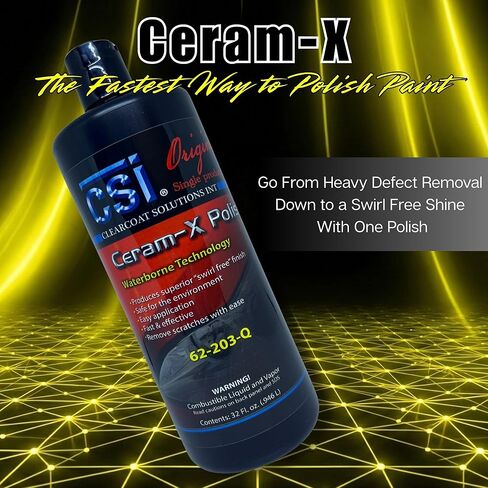 ملمع السيارة CSI Ceram-X | 2 جالون | تصحيح الطلاء بخطوة واحدة للحصول على لمسة نهائية شديدة اللمعان | تركيبة ذات أساس مائي | خالي من الحشو | بودي شوب آمن in Kuwait