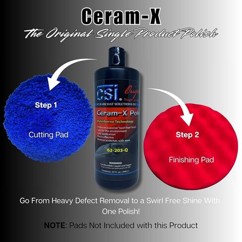 ملمع السيارة CSI Ceram-X | 2 جالون | تصحيح الطلاء بخطوة واحدة للحصول على لمسة نهائية شديدة اللمعان | تركيبة ذات أساس مائي | خالي من الحشو | بودي شوب آمن in Kuwait