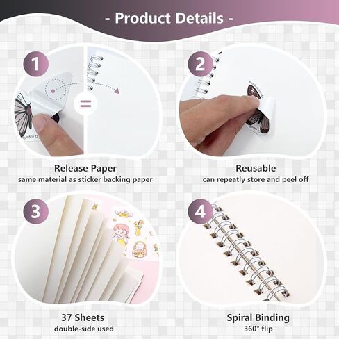 2 Pack Reusable Sticker Collecting Book Album with 37+37 Sheets Blank Release Paper Adults Collection Storage A5 Size Cute Keeper Holder (Black+Pink) in Kuwait