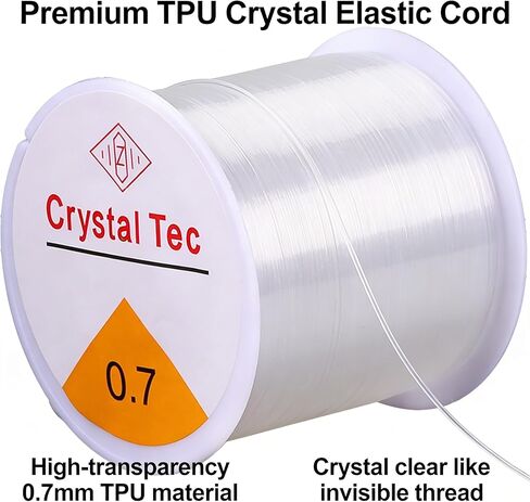 0.7mm Stretch Nylon Beading Cord, 328 Feet Clear Elastic String for DIY Jewelry Making, Bracelets, Necklaces, Flexible, Strong, Smooth Thread for Beads & Pendants in Kuwait