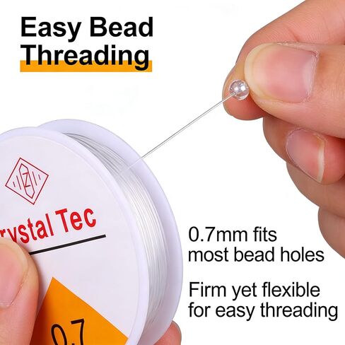 0.7mm Stretch Nylon Beading Cord, 328 Feet Clear Elastic String for DIY Jewelry Making, Bracelets, Necklaces, Flexible, Strong, Smooth Thread for Beads & Pendants in Kuwait
