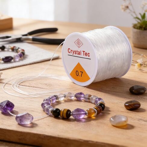 0.7mm Stretch Nylon Beading Cord, 328 Feet Clear Elastic String for DIY Jewelry Making, Bracelets, Necklaces, Flexible, Strong, Smooth Thread for Beads & Pendants in Kuwait