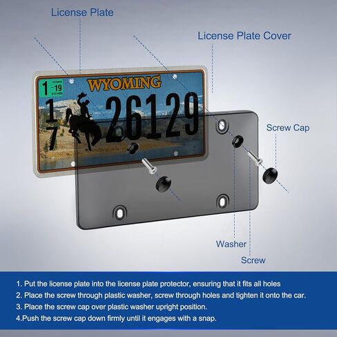 2 Pack License Plate Holder, License Plate Protector, ABS Car Front/Rear License Plate Frame with Screws Caps, Fit Any Standard US Plates in Kuwait