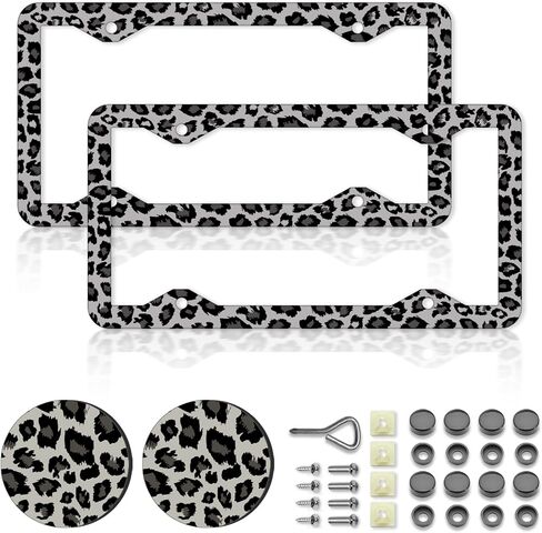 Polka Dots License Plate Frames，Polka dots Car Accessories for Women and Men ，Cute License Plate，Aluminum License Plate Frame Fits Standard US Vehicles Size 12.2 x 6 Inch (Black-Polka dots) in Saudi Arabia