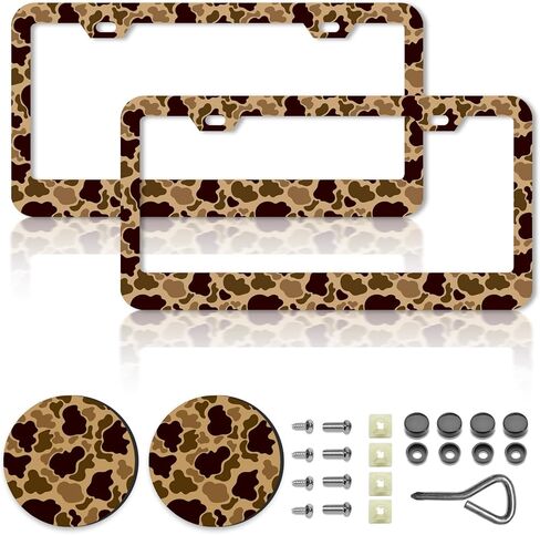 Polka Dots License Plate Frames，Polka dots Car Accessories for Women and Men ，Cute License Plate，Aluminum License Plate Frame Fits Standard US Vehicles Size 12.2 x 6 Inch (Black-Polka dots) in Saudi Arabia