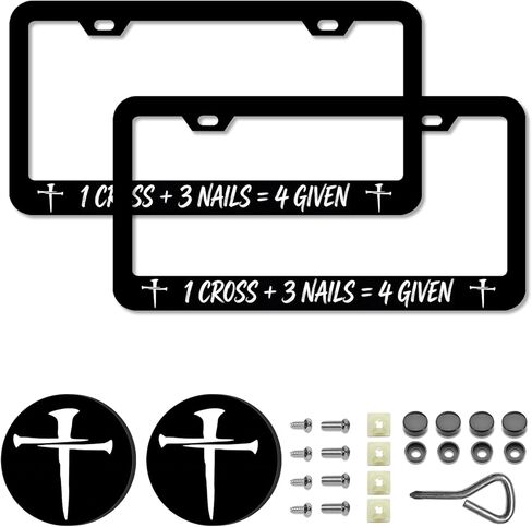 Polka Dots License Plate Frames，Polka dots Car Accessories for Women and Men ，Cute License Plate，Aluminum License Plate Frame Fits Standard US Vehicles Size 12.2 x 6 Inch (Black-Polka dots) in Saudi Arabia