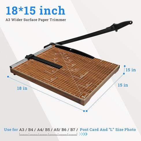 A3 Guillotine Paper Cutter Trimmer, 18" Wood Paper Trimmer for Office and Crafts, 10-12 Sheets Capacity (Wooden) in Kuwait
