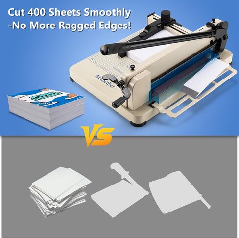 12" Heavy Duty Guillotine Paper Cutter - 400 Sheet Precision Cutting, Safety Lock Blade & Rapid Stack Processing for Office/School, Solid Steel Construction in Kuwait