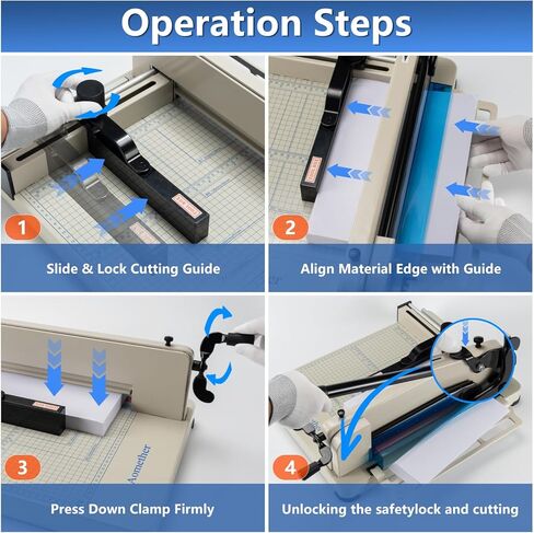 12" Heavy Duty Guillotine Paper Cutter - 400 Sheet Precision Cutting, Safety Lock Blade & Rapid Stack Processing for Office/School, Solid Steel Construction in Kuwait