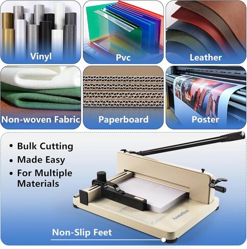 12" Heavy Duty Guillotine Paper Cutter - 400 Sheet Precision Cutting, Safety Lock Blade & Rapid Stack Processing for Office/School, Solid Steel Construction in Kuwait