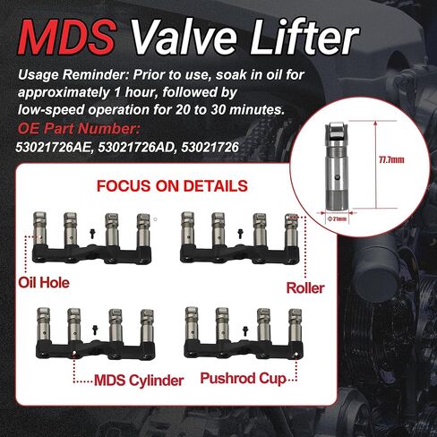 MDS 6.4 Hemi Camshaft Lifters Kit with Full Gasket Set Fit for Jeep Grand Cherokee Dodge Challenger Charger Chrysler 300 6.4L V8 2012-2019 OE#53022314AD HS26568PT in Kuwait