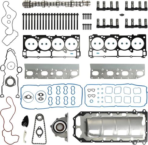 5.7L MDS HEMI Lifters طقم عمود الحدبات مجموعة سلسلة التوقيت مجموعة حشية الرأس مناسبة لكرايسلر 300 لدودج تشالنجر دورانجو لسيارة جيب جراند شيروكي 5.7L V8 2009-2015 HS26423PT 90750S OS21077 53022372AA in Kuwait