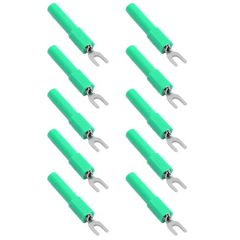 10pcs 4mm Fork Spade Wire Connectors U Type Electrical Crimp Terminal for Testing Multimeter Black Fork Spade Plug U Type Wire Connector Terminal Set (Black) in Kuwait