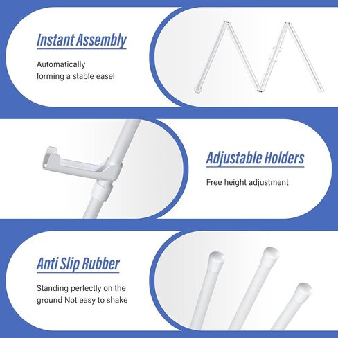SunyesYoon Display White Easel Stand - 63" Artist Instant Tripod Collapsible Portable Floor Easel - Adjustable Art Poster Easy Folding Metal Stand for Display Show, Wedding, Painting in Kuwait