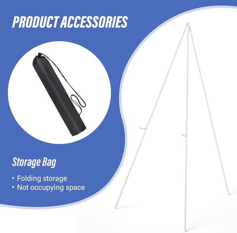 SunyesYoon Display White Easel Stand - 63" Artist Instant Tripod Collapsible Portable Floor Easel - Adjustable Art Poster Easy Folding Metal Stand for Display Show, Wedding, Painting in Kuwait