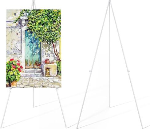 SunyesYoon Display White Easel Stand - 63" Artist Instant Tripod Collapsible Portable Floor Easel - Adjustable Art Poster Easy Folding Metal Stand for Display Show, Wedding, Painting in Kuwait