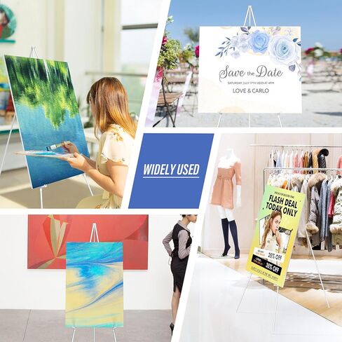 SunyesYoon Display White Easel Stand - 63" Artist Instant Tripod Collapsible Portable Floor Easel - Adjustable Art Poster Easy Folding Metal Stand for Display Show, Wedding, Painting in Kuwait