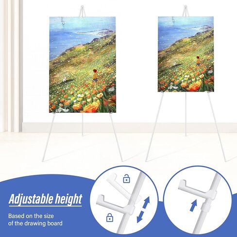 SunyesYoon Display White Easel Stand - 63" Artist Instant Tripod Collapsible Portable Floor Easel - Adjustable Art Poster Easy Folding Metal Stand for Display Show, Wedding, Painting in Kuwait