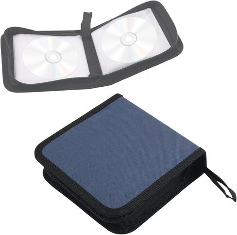 40 Capacity CD Case for Car Foldable,Portable CD Holder Case with Zipper,Oxford Fabric DVD Storage Binder Wallet Car Accessories for Discs,CDs,DVDs,Blu-Rays Fit Most Vehicles in Kuwait
