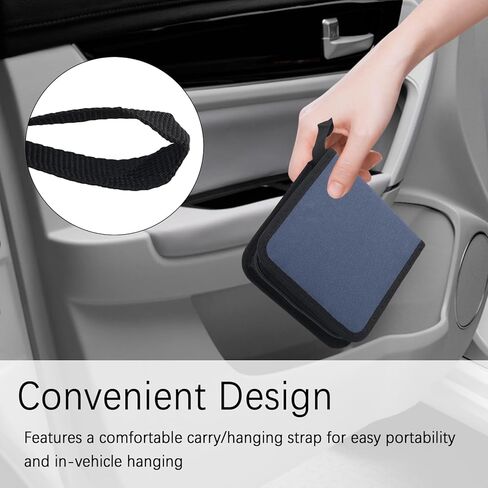 40 Capacity CD Case for Car Foldable,Portable CD Holder Case with Zipper,Oxford Fabric DVD Storage Binder Wallet Car Accessories for Discs,CDs,DVDs,Blu-Rays Fit Most Vehicles in Kuwait