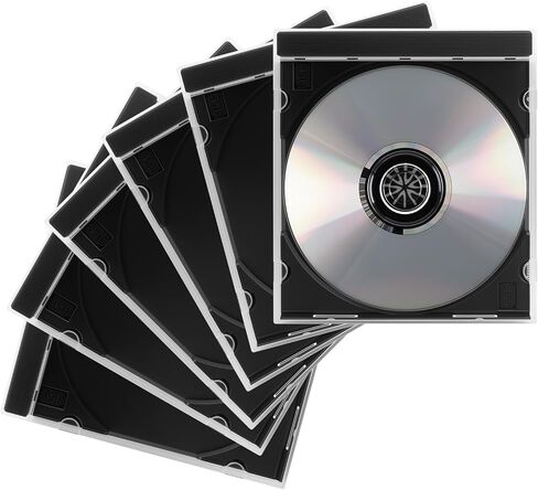 6PCS Single Car CD Jewel Cases,Stackable Clear CD Cases with Black Tray,10mm Thickness Standard Plastic CDs Case Car Accessories Fit for Storing Discs,CDs,DVDs,Blu-Rays in Kuwait