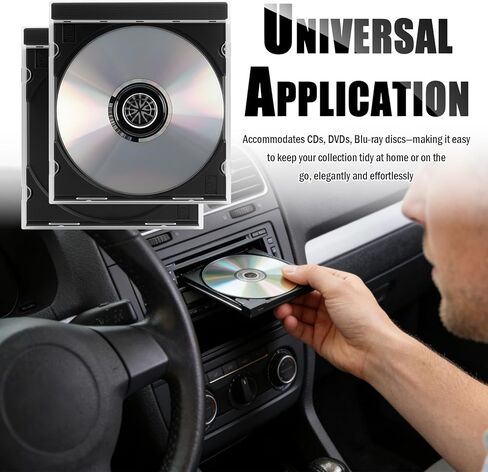 6PCS Single Car CD Jewel Cases,Stackable Clear CD Cases with Black Tray,10mm Thickness Standard Plastic CDs Case Car Accessories Fit for Storing Discs,CDs,DVDs,Blu-Rays in Kuwait