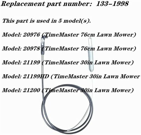 133-1998 كابل فرامل يد لـ Toro 30 "TimeMaster جزازات العشب المتوافقة مع 20976 20978 21199 21199HD 21200 21810 21811 in Kuwait
