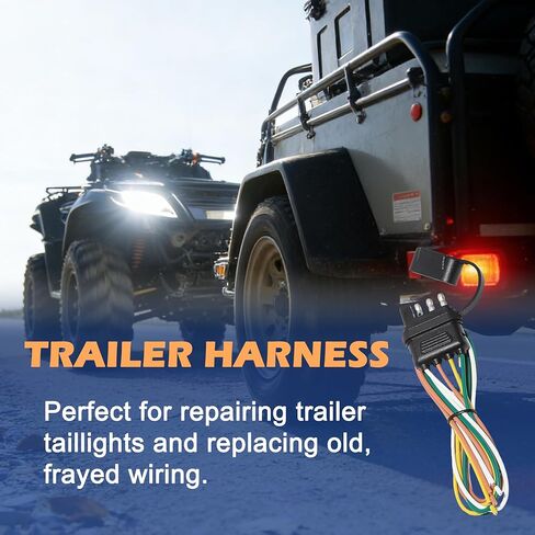 4 Pin Trailer Wiring Harness 25 Inch, 16AWG 4 Wire 4 Prong Trailer Wire Male End with Dust Cover, Trailer Light Plug Replacement Connector for Trailer Hitch Wire in Kuwait
