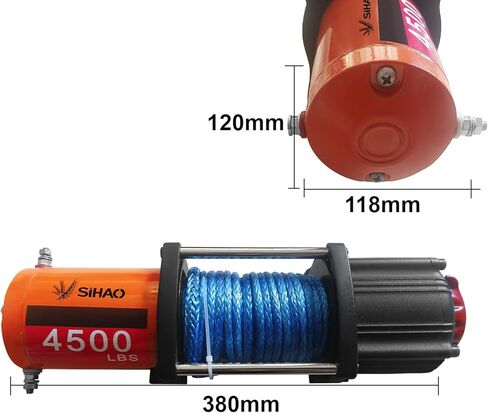 ATV/UTV Winch 4500 lb Electric Truck Winch 12V with Synthetic Rope Aluminum Fairlead Wireless & Wired Remote, IP65 Waterproof Towing Off-Road Trailer ATV Boat in Kuwait