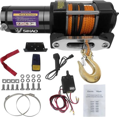 ATV ونش 3000 رطل شاحنة كهربائية ونش 12 فولت مع حبل صناعي من الألومنيوم Fairlead لاسلكي وسلكي عن بعد، IP65 مقاوم للماء سحب مقطورة على الطرق الوعرة ATV قارب in Kuwait