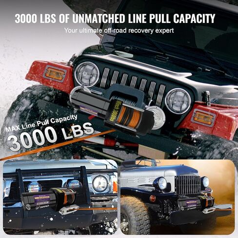 ATV ونش 3000 رطل شاحنة كهربائية ونش 12 فولت مع حبل صناعي من الألومنيوم Fairlead لاسلكي وسلكي عن بعد، IP65 مقاوم للماء سحب مقطورة على الطرق الوعرة ATV قارب in Kuwait