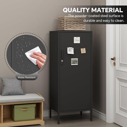Steehoom Locker Nightstand with Lock and Adjustable Shelf, Dorm Lockable Cabinet Metal Bedside Table with Digital Combination Lock, Secure Storage End Table for Bedroom Office (Black) in Kuwait