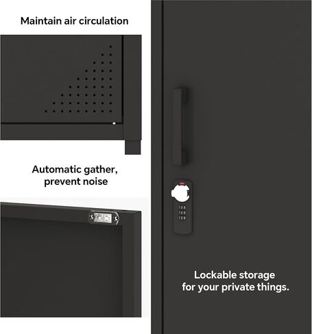 Steehoom Locker Nightstand with Lock and Adjustable Shelf, Dorm Lockable Cabinet Metal Bedside Table with Digital Combination Lock, Secure Storage End Table for Bedroom Office (Black) in Kuwait