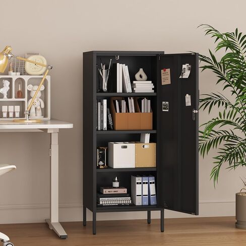 Steehoom Locker Nightstand with Lock and Adjustable Shelf, Dorm Lockable Cabinet Metal Bedside Table with Digital Combination Lock, Secure Storage End Table for Bedroom Office (Black) in Kuwait