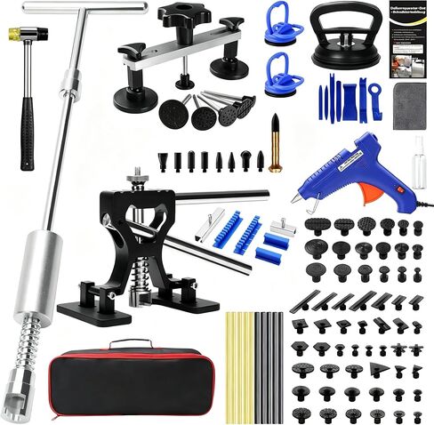 Dent Puller Kit for Car, Paintless Dent Removal Kit with Lightweight Dent Lifter, 2-in-1 T-bar Puller, Rubber Hammer Kit & Versatile Suction Cups for Auto Body Dent Repair Hail Damge or Door Dings in Kuwait