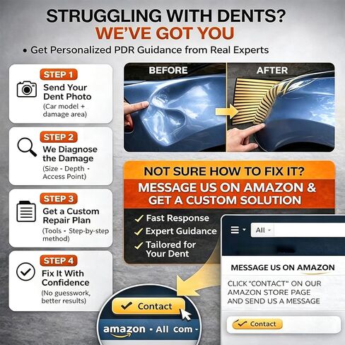 Dent Puller Kit for Car, Paintless Dent Removal Kit with Lightweight Dent Lifter, 2-in-1 T-bar Puller, Rubber Hammer Kit & Versatile Suction Cups for Auto Body Dent Repair Hail Damge or Door Dings in Kuwait