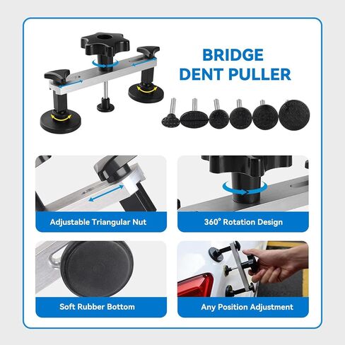 Dent Puller Kit for Car, Paintless Dent Removal Kit with Lightweight Dent Lifter, 2-in-1 T-bar Puller, Rubber Hammer Kit & Versatile Suction Cups for Auto Body Dent Repair Hail Damge or Door Dings in Kuwait