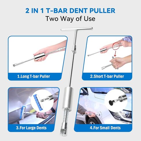 Dent Puller Kit for Car, Paintless Dent Removal Kit with Lightweight Dent Lifter, 2-in-1 T-bar Puller, Rubber Hammer Kit & Versatile Suction Cups for Auto Body Dent Repair Hail Damge or Door Dings in Kuwait